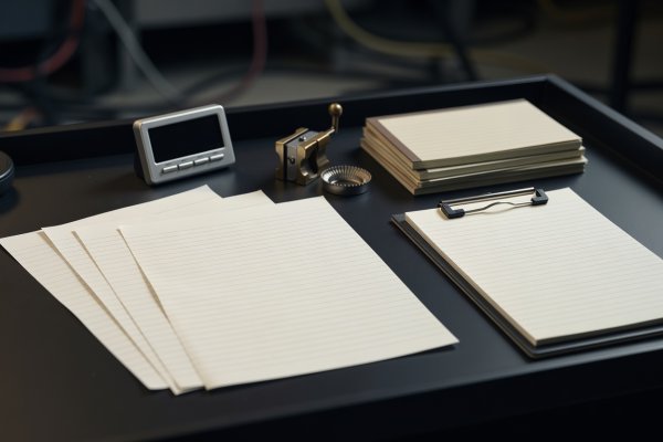 Close-up of host's cue sheets, timer clock, pencil sharpener, and spare answer booklets